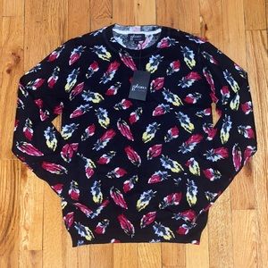 Bolzano Couture Feather Print Crew Neck Sweater Size 0 NWT
